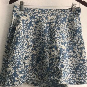 Blue and white floral patterned skirt